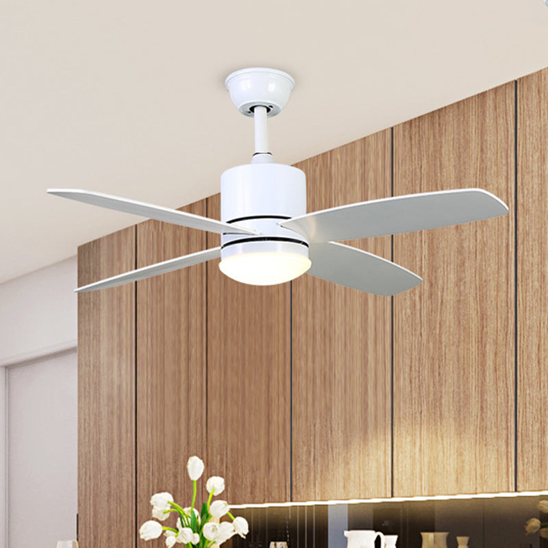 Circle Restaurant Ceiling Fan Light Modern Metal LED 42" W White Semi Flush Mount Lighting with 4 Blades Clearhalo 'Ceiling Fans with Lights' 'Ceiling Fans' 'Modern Ceiling Fans' 'Modern' Lighting' 403507