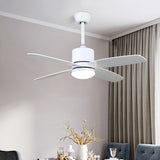 Circle Restaurant Ceiling Fan Light Modern Metal LED 42" W White Semi Flush Mount Lighting with 4 Blades Clearhalo 'Ceiling Fans with Lights' 'Ceiling Fans' 'Modern Ceiling Fans' 'Modern' Lighting' 403508