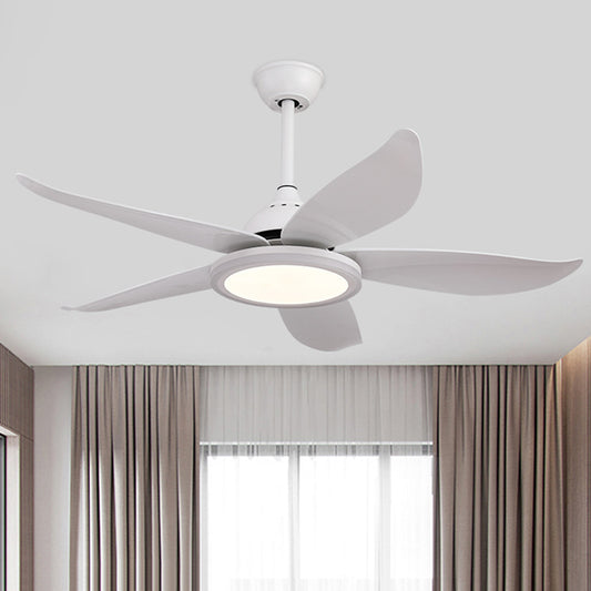 48" Width White LED Semi-Flush Mount Contemporary Metal Circular Hanging Fan Lighting for Living Room, 8 Blades Clearhalo 'Ceiling Fans with Lights' 'Ceiling Fans' 'Modern Ceiling Fans' 'Modern' Lighting' 403512