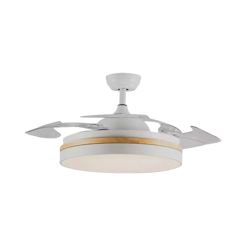 42" W Acrylic White Ceiling Fan Light Circular LED Minimalist Semi Flushmount with 4 Clear Blades for Living Room Clearhalo 'Ceiling Fans with Lights' 'Ceiling Fans' 'Modern Ceiling Fans' 'Modern' Lighting' 403641