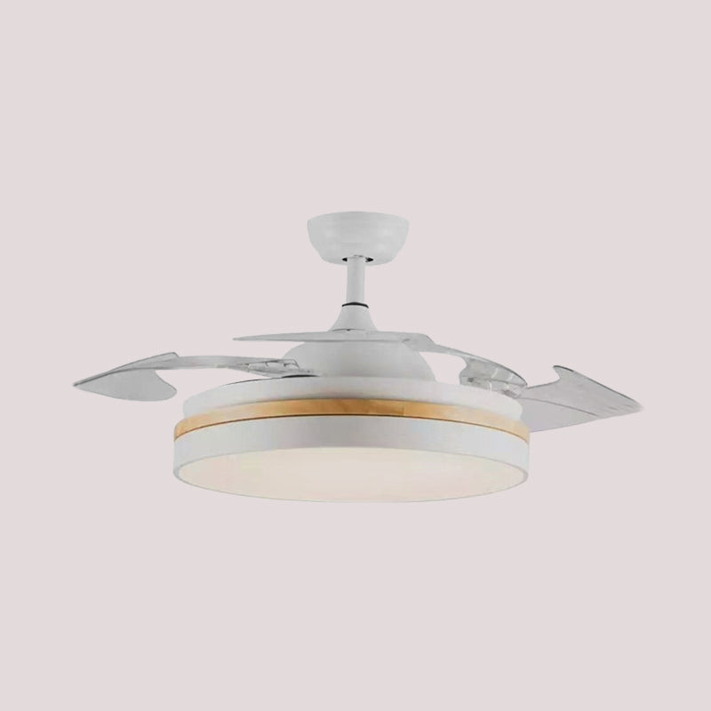 42" W Acrylic White Ceiling Fan Light Circular LED Minimalist Semi Flushmount with 4 Clear Blades for Living Room Clearhalo 'Ceiling Fans with Lights' 'Ceiling Fans' 'Modern Ceiling Fans' 'Modern' Lighting' 403642