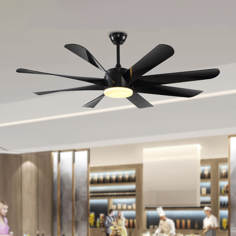 Modernist Circle Semi Flush Lighting Acrylic 8 Blades LED Hanging Fan Lamp in Black, 60" Wide Clearhalo 'Ceiling Fans with Lights' 'Ceiling Fans' 'Modern Ceiling Fans' 'Modern' Lighting' 403691