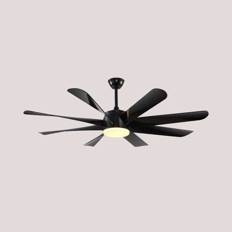 Modernist Circle Semi Flush Lighting Acrylic 8 Blades LED Hanging Fan Lamp in Black, 60" Wide Clearhalo 'Ceiling Fans with Lights' 'Ceiling Fans' 'Modern Ceiling Fans' 'Modern' Lighting' 403693