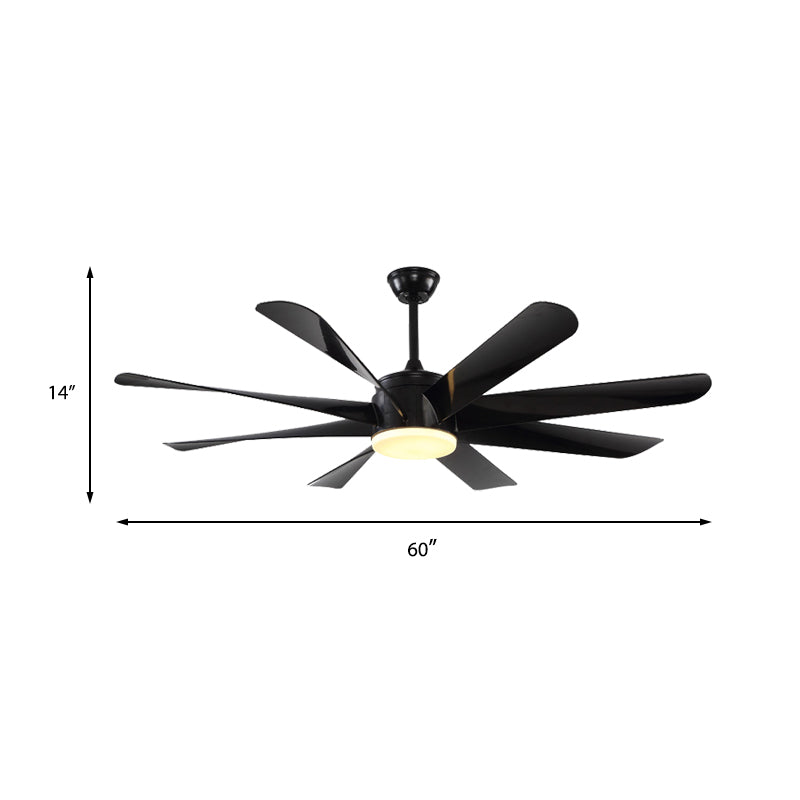 Modernist Circle Semi Flush Lighting Acrylic 8 Blades LED Hanging Fan Lamp in Black, 60" Wide Clearhalo 'Ceiling Fans with Lights' 'Ceiling Fans' 'Modern Ceiling Fans' 'Modern' Lighting' 403694