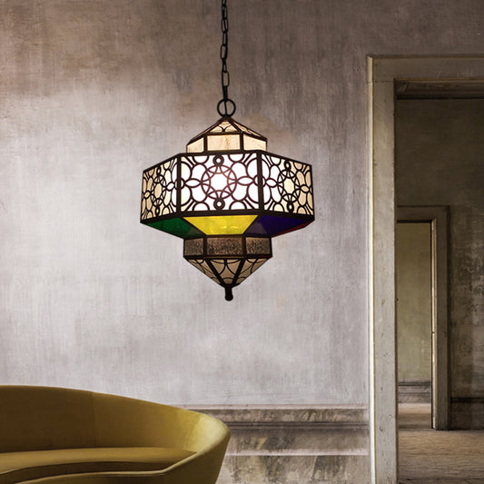 Art Deco Hollow-Out Hanging Light 3 Bulbs Metallic Chandelier Pendant Lamp in Brass Clearhalo 'Ceiling Lights' 'Chandeliers' Lighting' options 403953