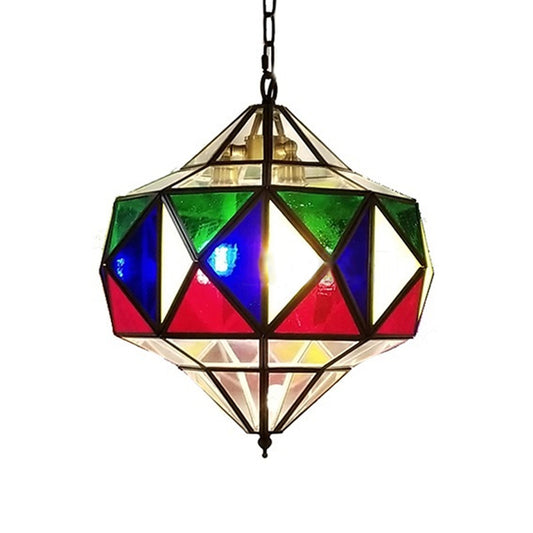 Colorful Glass Brass Chandelier Top Shape 3 Lights Arab Hanging Ceiling Light with Adjustable Chain Clearhalo 'Ceiling Lights' 'Chandeliers' Lighting' options 403967