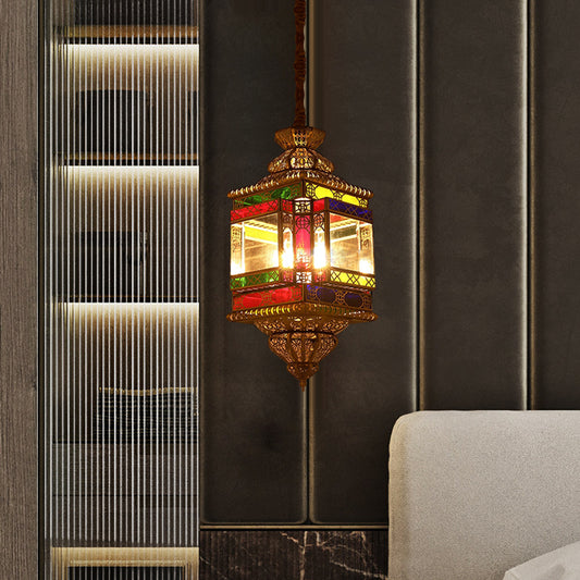 4 Bulbs Metal Pendant Chandelier Vintage Brass Lantern Dining Room Arab Ceiling Lamp Clearhalo 'Ceiling Lights' 'Chandeliers' Lighting' options 403976