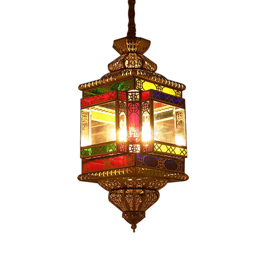 4 Bulbs Metal Pendant Chandelier Vintage Brass Lantern Dining Room Arab Ceiling Lamp Clearhalo 'Ceiling Lights' 'Chandeliers' Lighting' options 403977