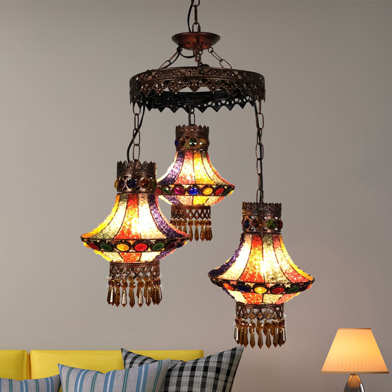 Bohemian Lantern Pendant Chandelier 3/4 Heads Metal Hanging Ceiling Light in Copper for Restaurant 3 Copper Clearhalo 'Ceiling Lights' 'Chandeliers' Lighting' options 404014_233a0b16-8640-486f-9ae7-533b8c70717f