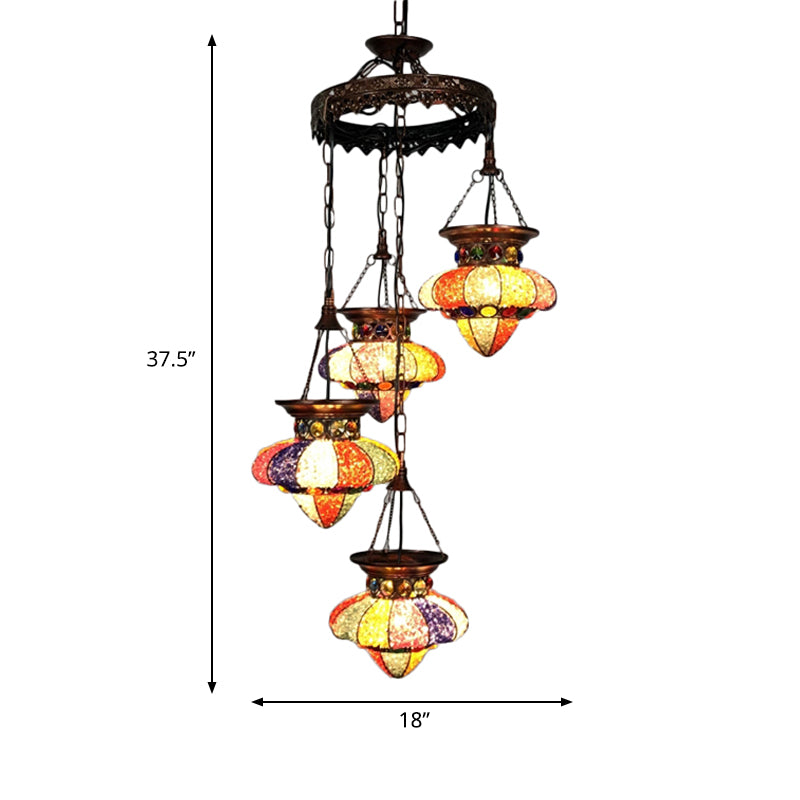 4/6 Lights Metal Chandelier Light Fixture Antique Copper Urn Shape Dining Room Suspension Lighting Clearhalo 'Ceiling Lights' 'Chandeliers' Lighting' options 404026