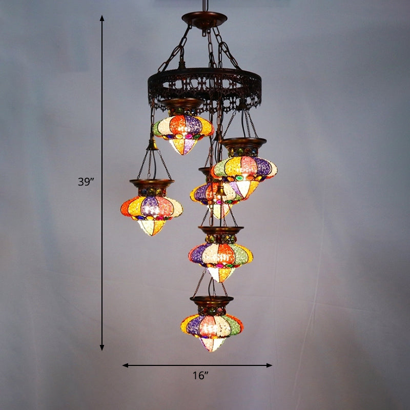 4/6 Lights Metal Chandelier Light Fixture Antique Copper Urn Shape Dining Room Suspension Lighting Clearhalo 'Ceiling Lights' 'Chandeliers' Lighting' options 404028