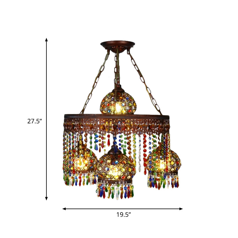 Bohemian Wagon Wheel Pendant Chandelier 4/7 Bulbs Metal Down Lighting in Brass for Restaurant Clearhalo 'Ceiling Lights' 'Chandeliers' Lighting' options 404049