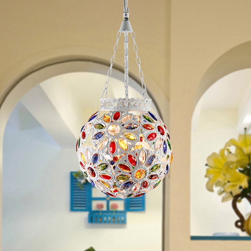 Metal White Hanging Light Globe 1 Head Traditional Suspension Lamp for Dining Room Clearhalo 'Ceiling Lights' 'Pendant Lights' 'Pendants' Lighting' 404074