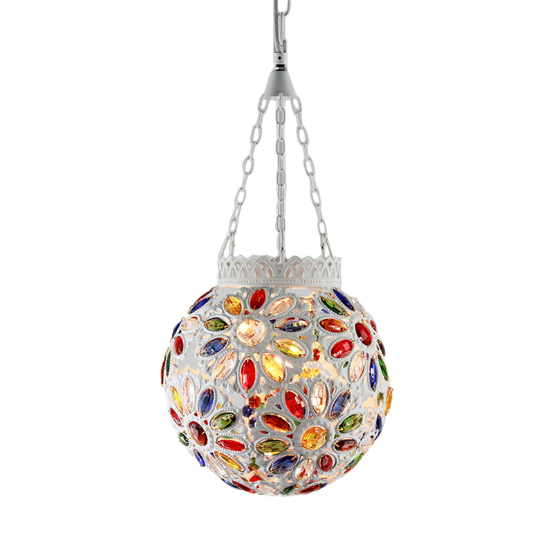 Metal White Hanging Light Globe 1 Head Traditional Suspension Lamp for Dining Room Clearhalo 'Ceiling Lights' 'Pendant Lights' 'Pendants' Lighting' 404075