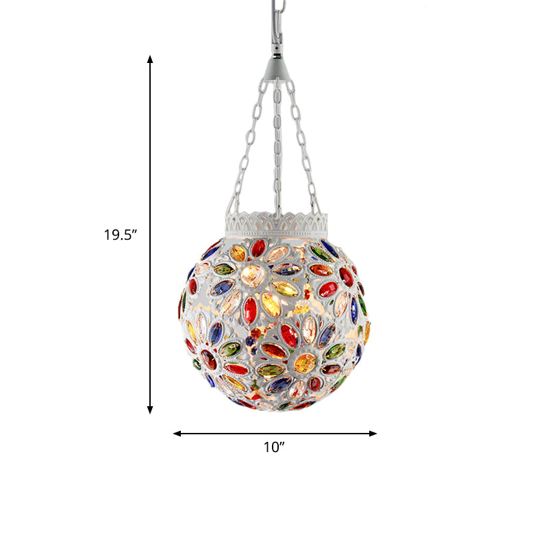 Metal White Hanging Light Globe 1 Head Traditional Suspension Lamp for Dining Room Clearhalo 'Ceiling Lights' 'Pendant Lights' 'Pendants' Lighting' 404077