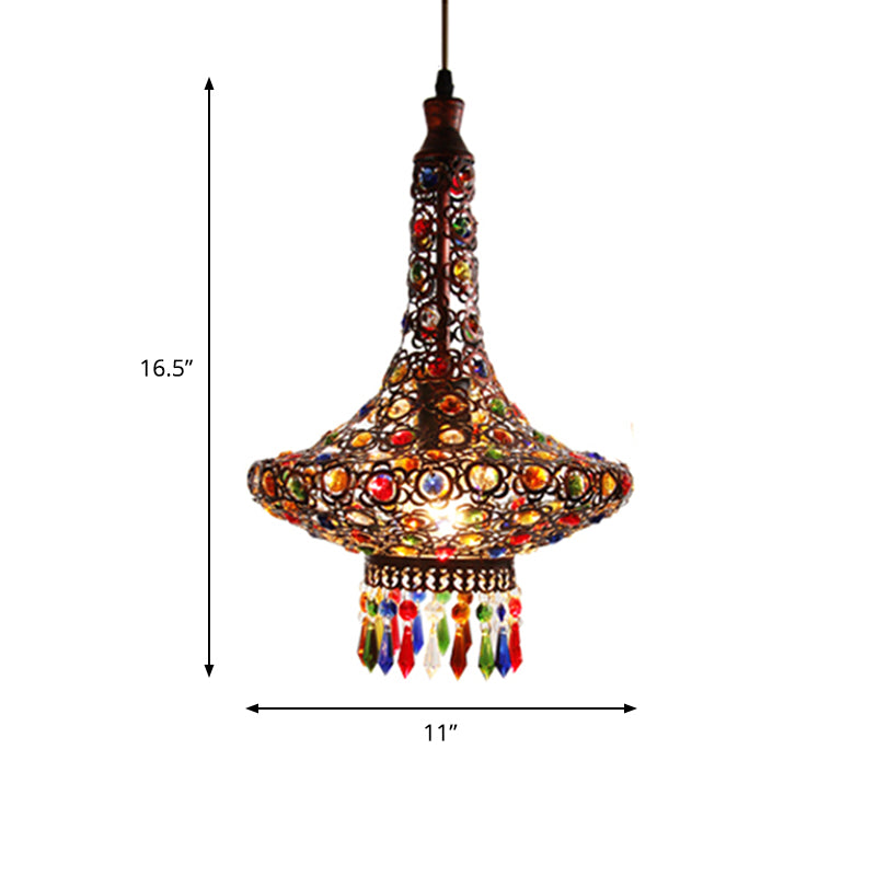 Teardrop Metal Hanging Pendant Bohemian 1 Head Kitchen Suspension Lamp in Copper Clearhalo 'Ceiling Lights' 'Pendant Lights' 'Pendants' Lighting' 404092