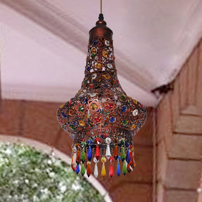 1 Bulb Teardrop Pendant Light Vintage Copper Metal Suspended Lighting Fixture for Hallway Copper Clearhalo 'Ceiling Lights' 'Pendant Lights' 'Pendants' Lighting' 404133_1b1553c4-b917-403f-b388-40db182d8187