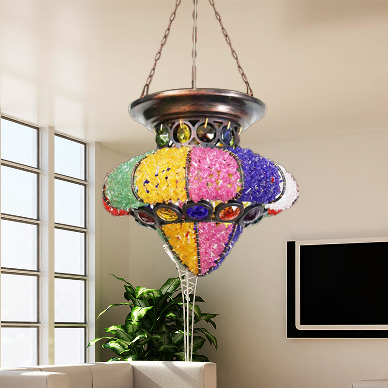 Bohemian Urn/Cylinder Pendant Light Fixture 1 Head Metal Ceiling Suspension Lamp in White/Pink/Purple for Restaurant White Clearhalo 'Ceiling Lights' 'Pendant Lights' 'Pendants' Lighting' 404193_29452f92-778b-4439-9ccd-29e882b6525b