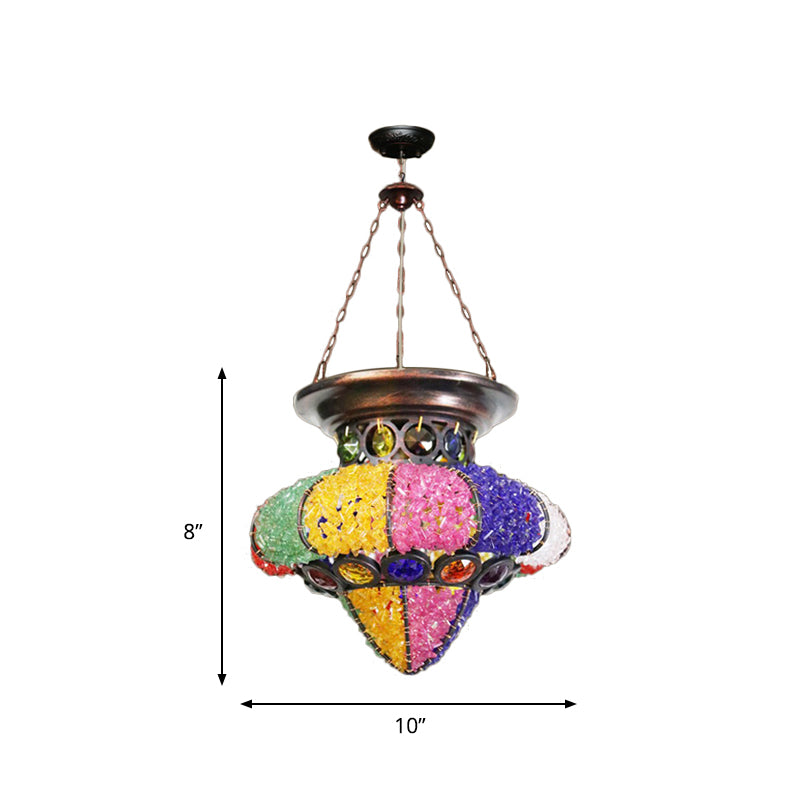 Bohemian Urn/Cylinder Pendant Light Fixture 1 Head Metal Ceiling Suspension Lamp in White/Pink/Purple for Restaurant Clearhalo 'Ceiling Lights' 'Pendant Lights' 'Pendants' Lighting' 404197