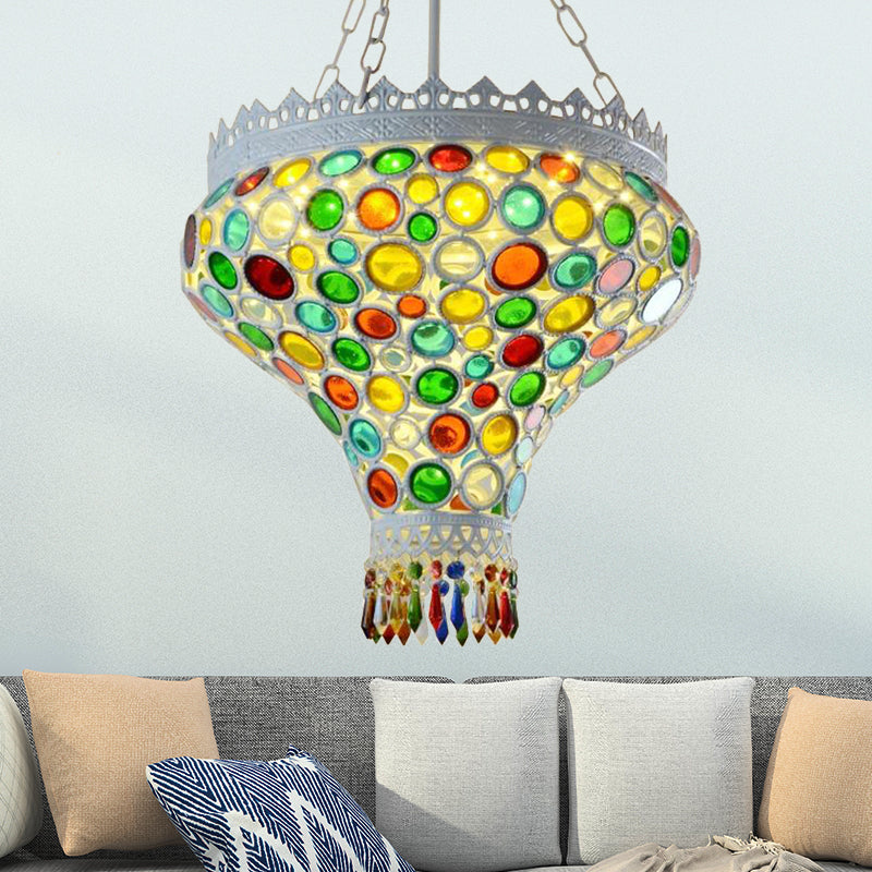 Bohemian Onion Hanging Light Fixture 1 Light Metal Drop Pendant in White for Restaurant Clearhalo 'Ceiling Lights' 'Pendant Lights' 'Pendants' Lighting' 404239