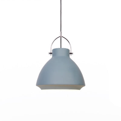 Macaron Style Dome Suspended Light 10"/14" W 1 Light Metallic Pendant Light Fixture with Handle in Black/Blue for Dining Table Green Clearhalo 'Ceiling Lights' 'Modern Pendants' 'Modern' 'Pendant Lights' 'Pendants' Lighting' 40428