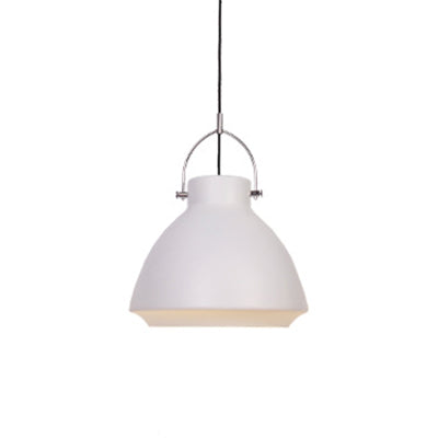 Macaron Style Dome Suspended Light 10"/14" W 1 Light Metallic Pendant Light Fixture with Handle in Black/Blue for Dining Table White Clearhalo 'Ceiling Lights' 'Modern Pendants' 'Modern' 'Pendant Lights' 'Pendants' Lighting' 40430