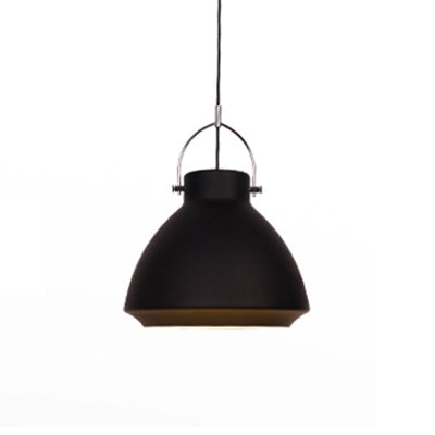 Macaron Style Dome Suspended Light 10"/14" W 1 Light Metallic Pendant Light Fixture with Handle in Black/Blue for Dining Table Black Clearhalo 'Ceiling Lights' 'Modern Pendants' 'Modern' 'Pendant Lights' 'Pendants' Lighting' 40432