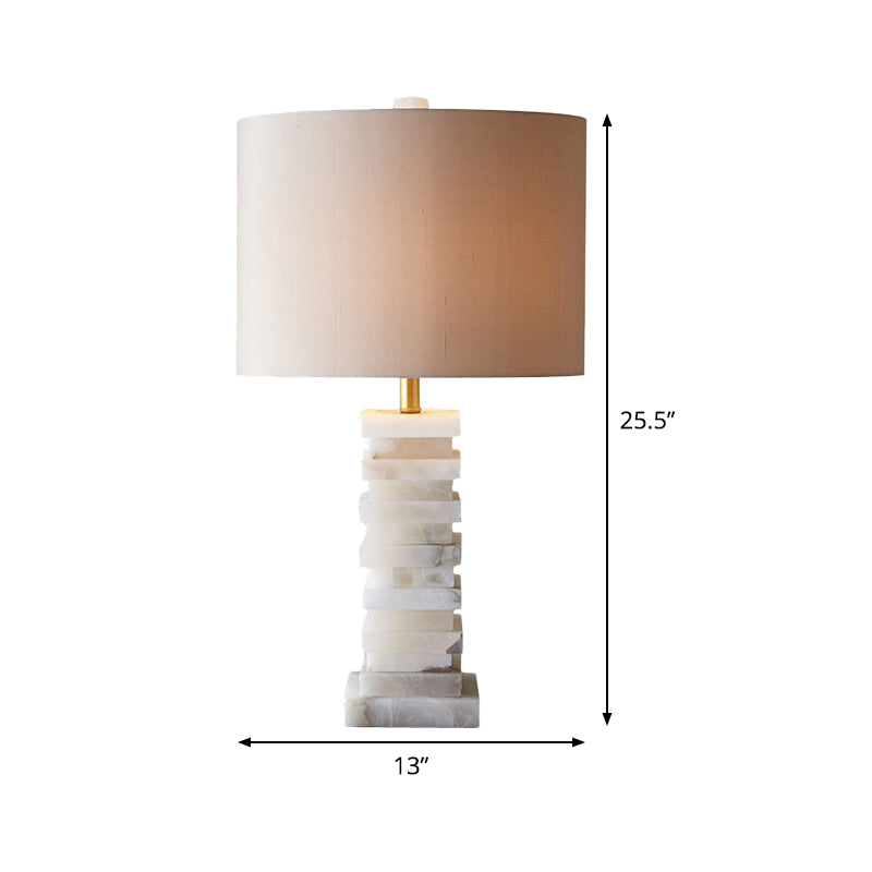 Contemporary 1 Head Desk Light White Cylindrical Night Table Lamp with Fabric Shade Clearhalo 'Lamps' 'Table Lamps' Lighting' 404528