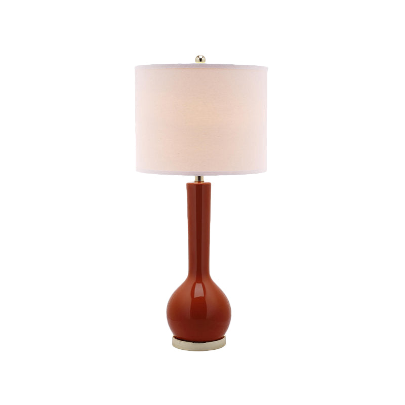 Fabric Cylinder Table Light Modernist 1 Head Red/White Small Desk Lamp for Dining Room Clearhalo 'Lamps' 'Table Lamps' Lighting' 404545