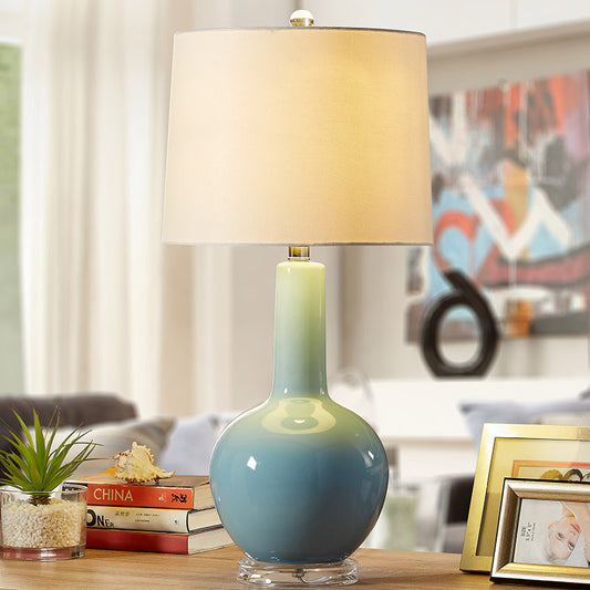 Contemporary Urn-Shaped Nightstand Lamp Ceramic 1 Bulb Reading Book Light in Blue Blue Clearhalo 'Lamps' 'Table Lamps' Lighting' 404547