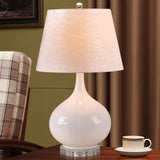 1 Bulb Living Room Desk Lamp Nordic White Reading Light with Barrel Fabric Shade White Clearhalo 'Lamps' 'Table Lamps' Lighting' 404552