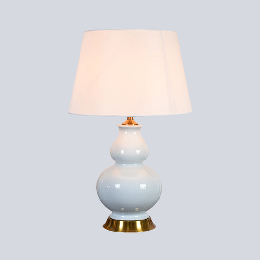 Contemporary 1 Bulb Table Light White Tapered Drum Small Desk Lamp with Fabric Shade Clearhalo 'Lamps' 'Table Lamps' Lighting' 404565