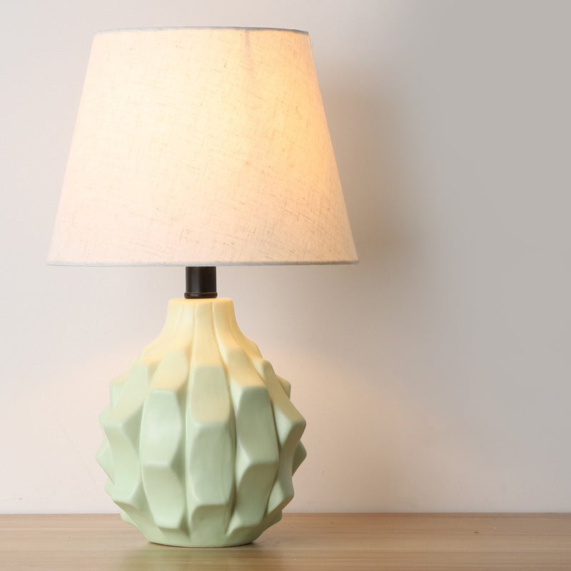 Wide Flare Nightstand Lamp Contemporary Fabric 1 Bulb Reading Book Light in Blue Green Clearhalo 'Lamps' 'Table Lamps' Lighting' 404616