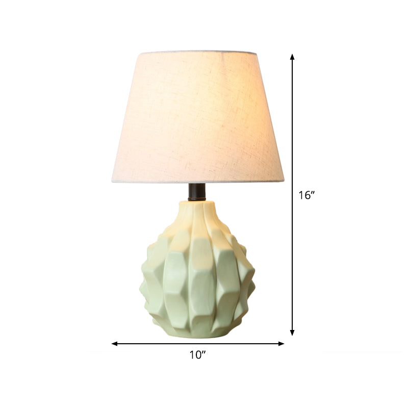 Wide Flare Nightstand Lamp Contemporary Fabric 1 Bulb Reading Book Light in Blue Clearhalo 'Lamps' 'Table Lamps' Lighting' 404620