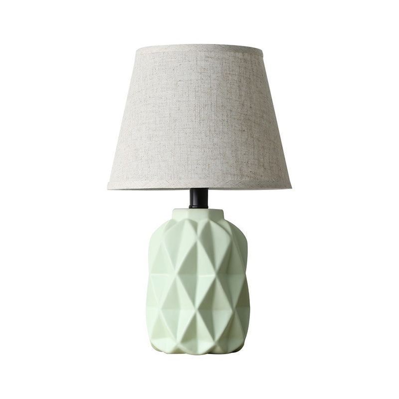 Grey Flare Desk Light Modernist 1 Bulb Fabric Night Table Lamp, Urn Green Ceramic Base Clearhalo 'Lamps' 'Table Lamps' Lighting' 404623