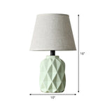 Grey Flare Desk Light Modernist 1 Bulb Fabric Night Table Lamp, Urn Green Ceramic Base Clearhalo 'Lamps' 'Table Lamps' Lighting' 404625