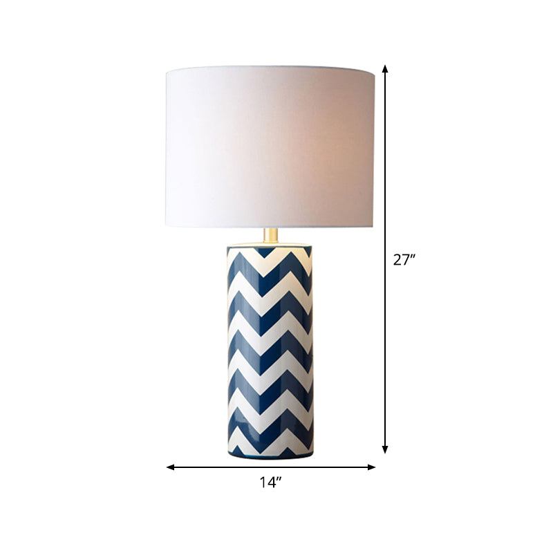 Contemporary 1 Head Task Lighting White Cylindrical Reading Lamp with Fabric Shade Clearhalo 'Lamps' 'Table Lamps' Lighting' 404645