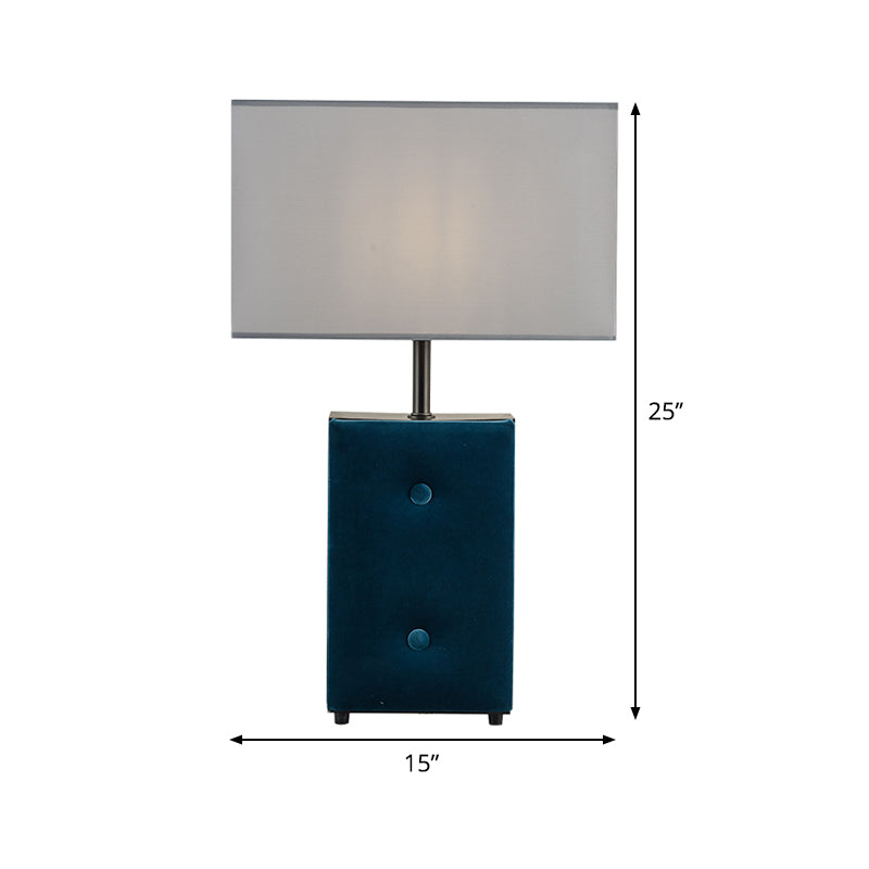 Modernist Rectangle Shape Task Lighting Fabric 1 Bulb Reading Book Light in Blue Clearhalo 'Lamps' 'Table Lamps' Lighting' 404655