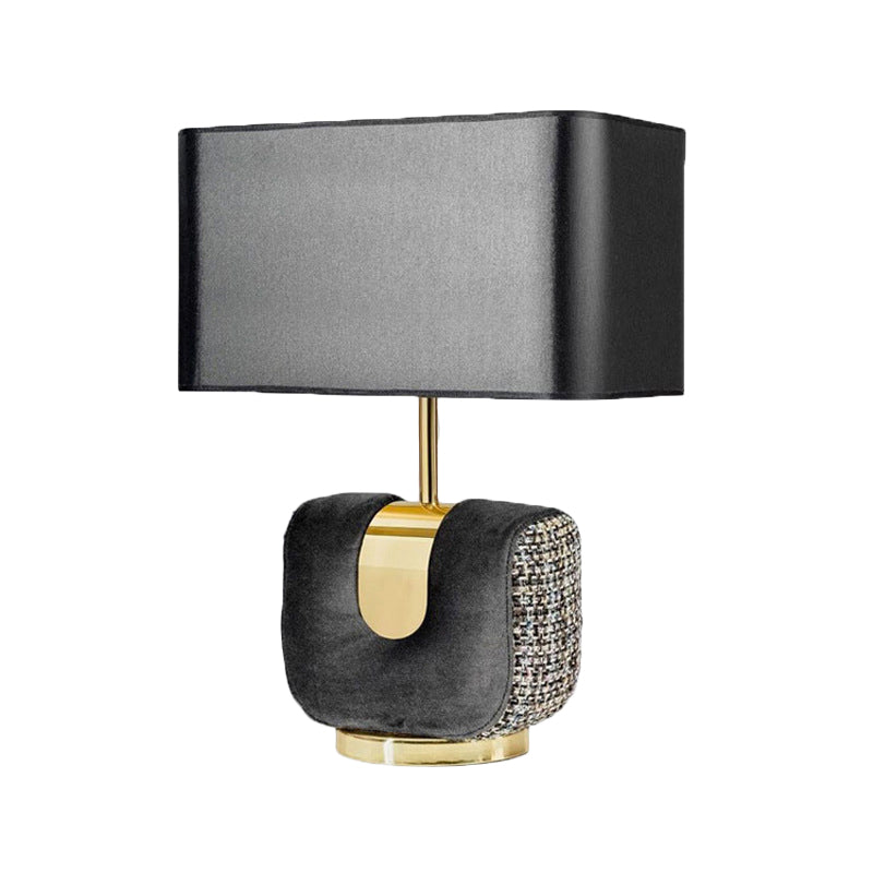 Rectangular Table Light Modern Fabric 14"/16" Wide 1 Head Black Small Desk Lamp for Bedside Clearhalo 'Lamps' 'Table Lamps' Lighting' 404659