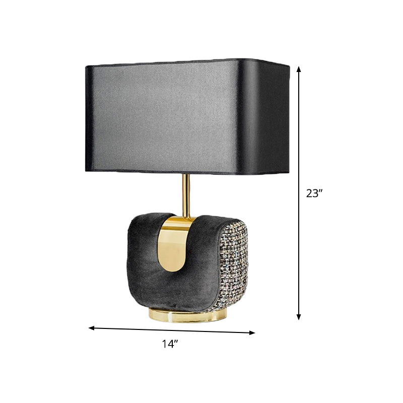 Rectangular Table Light Modern Fabric 14"/16" Wide 1 Head Black Small Desk Lamp for Bedside Clearhalo 'Lamps' 'Table Lamps' Lighting' 404660