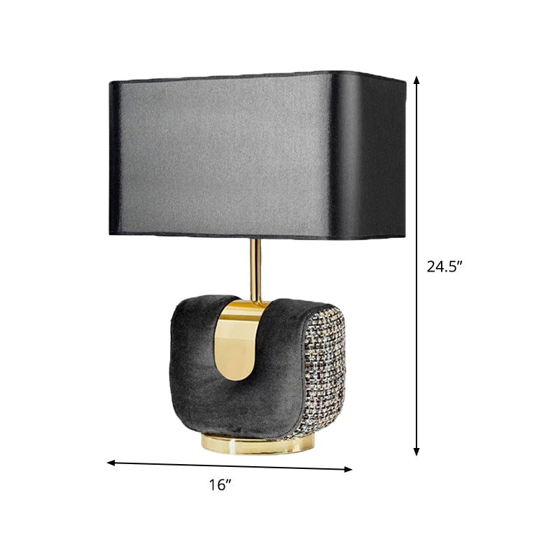 Rectangular Table Light Modern Fabric 14"/16" Wide 1 Head Black Small Desk Lamp for Bedside Clearhalo 'Lamps' 'Table Lamps' Lighting' 404661