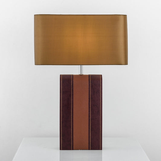 1 Head Rectangle Desk Light Modernist Fabric Table Lamp in Brown for Dining Room Brown Clearhalo 'Lamps' 'Table Lamps' Lighting' 404662