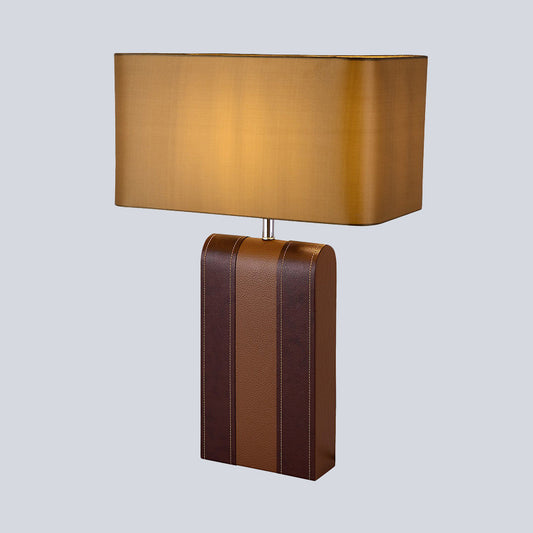 1 Head Rectangle Desk Light Modernist Fabric Table Lamp in Brown for Dining Room Clearhalo 'Lamps' 'Table Lamps' Lighting' 404665