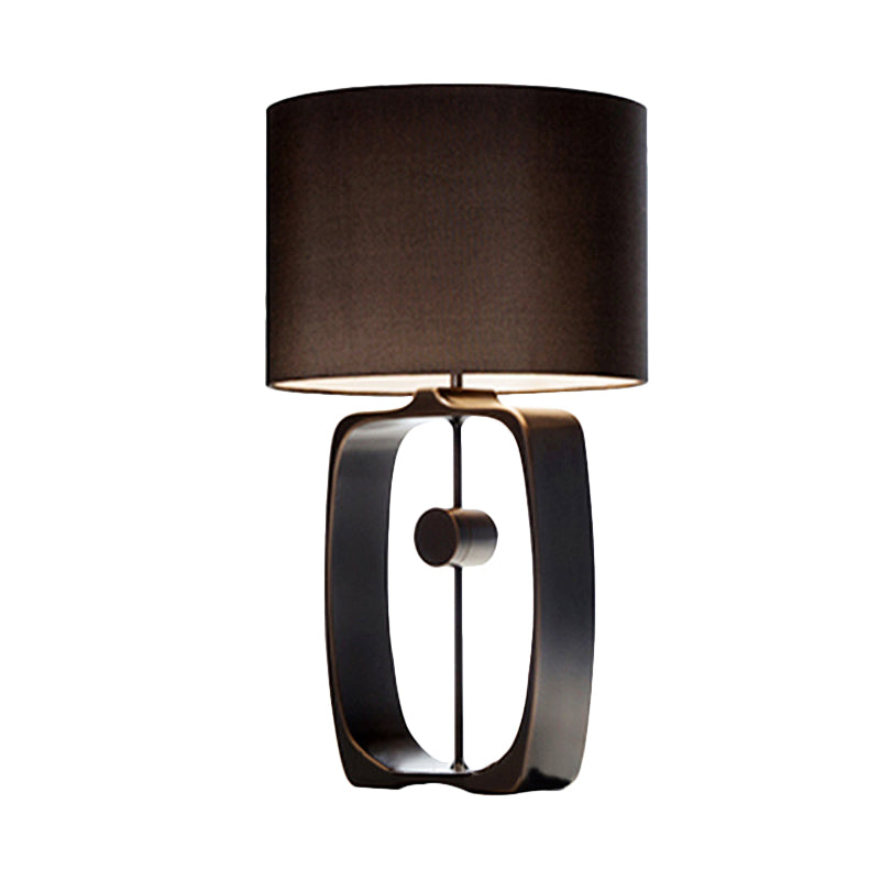 Fabric Cylinder Task Light Modernism 1 Head Black Night Table Lamp with Metal Base Clearhalo 'Lamps' 'Table Lamps' Lighting' 404669