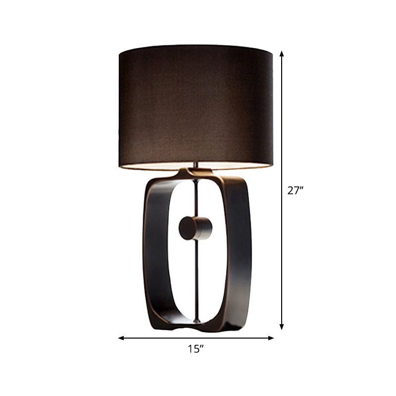 Fabric Cylinder Task Light Modernism 1 Head Black Night Table Lamp with Metal Base Clearhalo 'Lamps' 'Table Lamps' Lighting' 404671