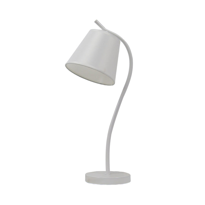 Contemporary 1 Bulb Study Lamp White/Black Tapered Reading Book Light with Fabric Shade Clearhalo 'Lamps' 'Table Lamps' Lighting' 404693