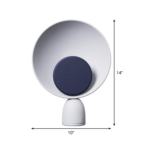 LED Bedroom Reading Light Modernism Blue Night Table Lamp with Saucer Metal Shade Clearhalo 'Lamps' 'Table Lamps' Lighting' 404704