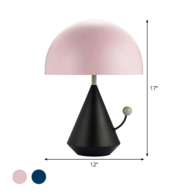 Macaron Hemisphere Shape Nightstand Lamp Metal 1 Bulb Reading Book Light in Blue/Pink Clearhalo 'Lamps' 'Table Lamps' Lighting' 404709