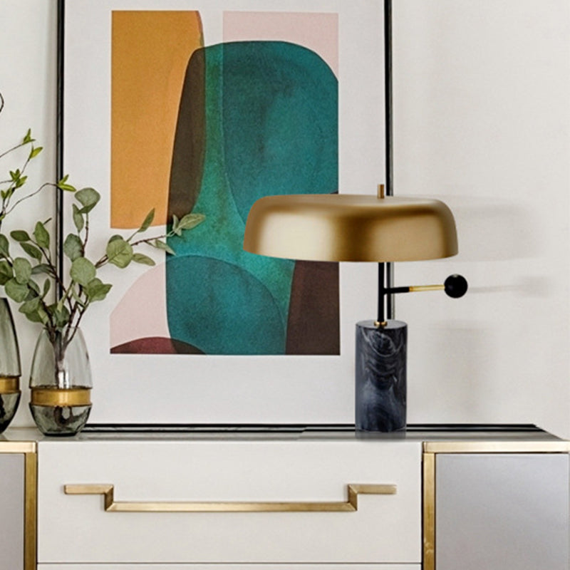 Drum Shade Task Lighting Modernism Metal 1 Head Gold Night Table Lamp for Bedside Clearhalo 'Lamps' 'Table Lamps' Lighting' 404721