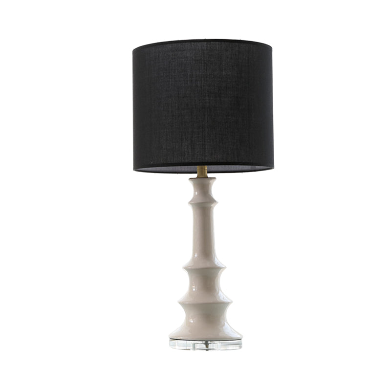 Straight Sided Shade Nightstand Lamp Contemporary Fabric 1 Head Reading Light in Black Clearhalo 'Lamps' 'Table Lamps' Lighting' 404726